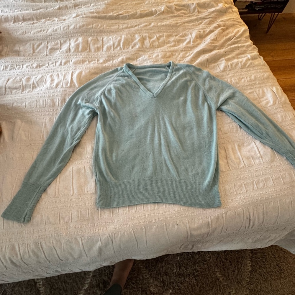Vintage 80s Dior Light Blue V-Neck Women's Sweater